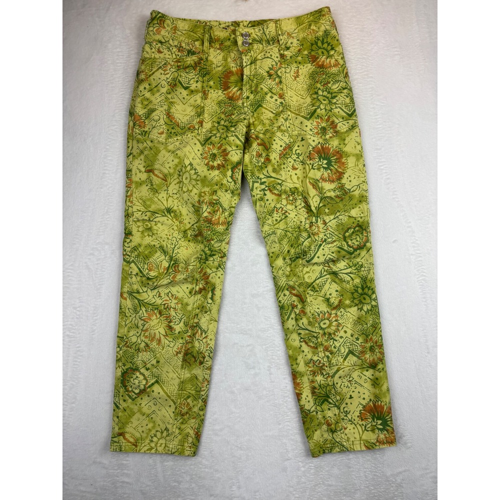 Pilcro Anthropologie Green‎ Geometric Floral Print Straight Leg Pants Size 30